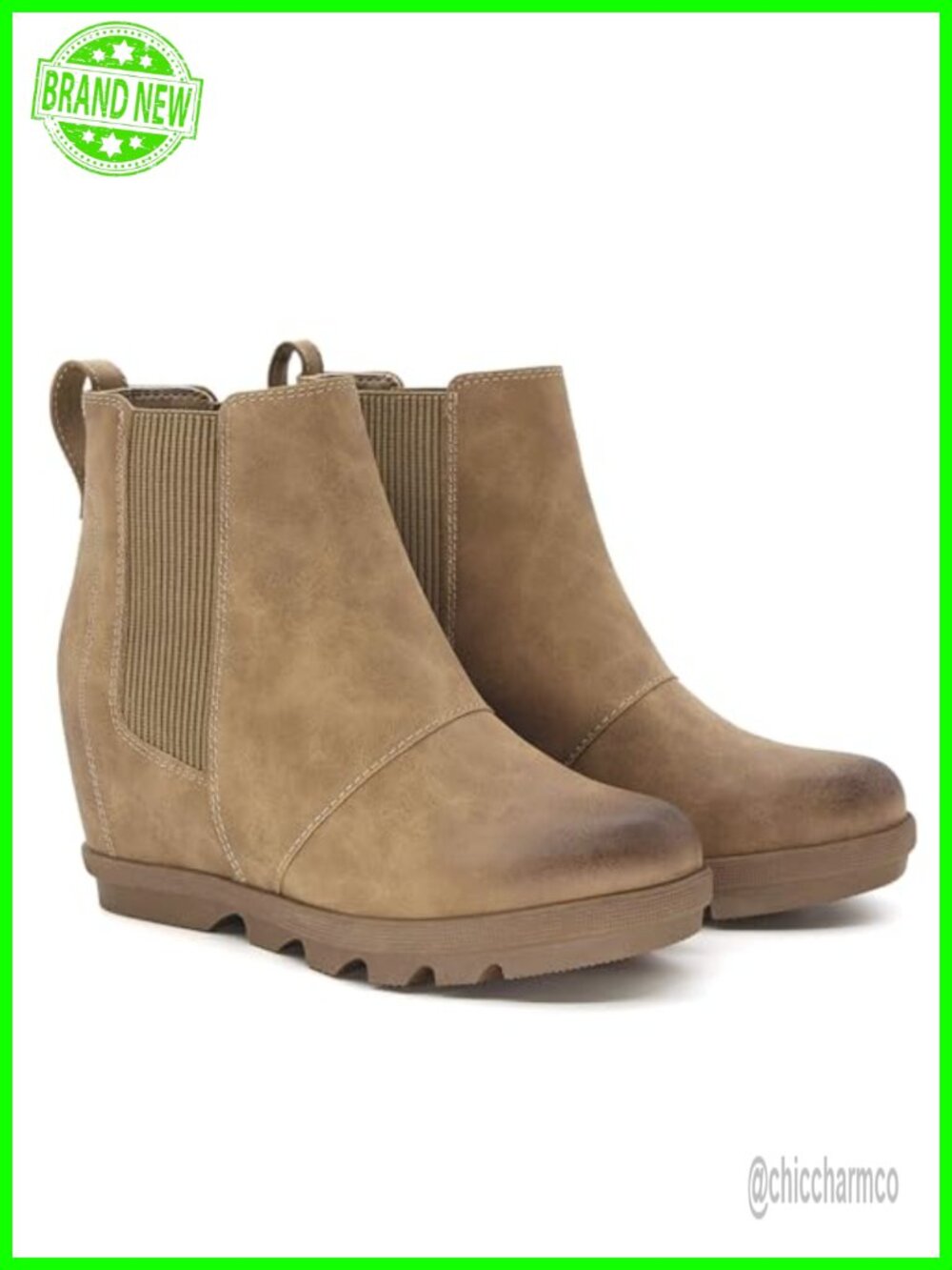 Faux Leather Hidden Wedge Chelsea Ankle Boots